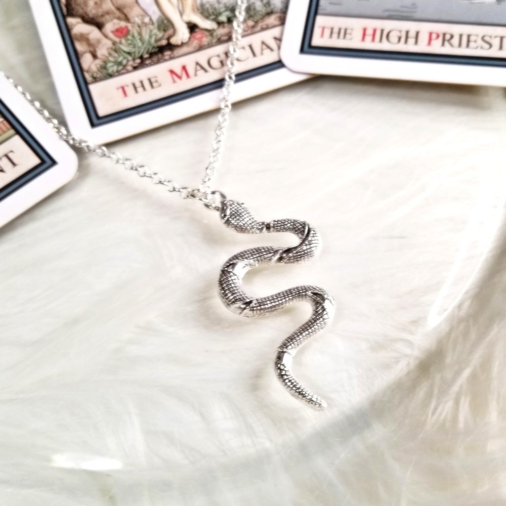 Silver Serpent Snake Necklace Kundalini